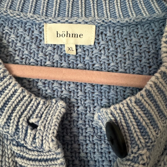 Bohme cropped oversized blue knit sweater size XL - Picture 3 of 3